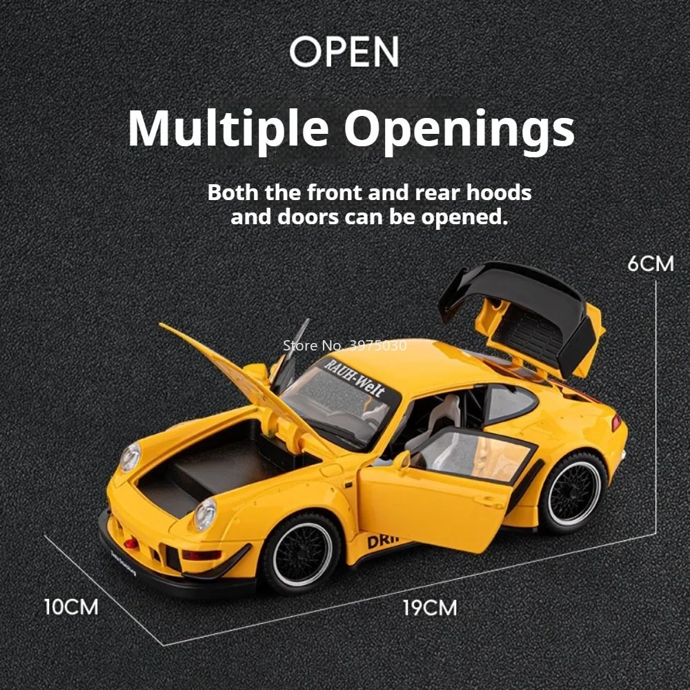 1:22 963 993 RWB voiture de course en alliage moulé sous pression jouet modèle portes ouvertes Miniature véhicule roue retirer Miniature voiture ornements cadeaux