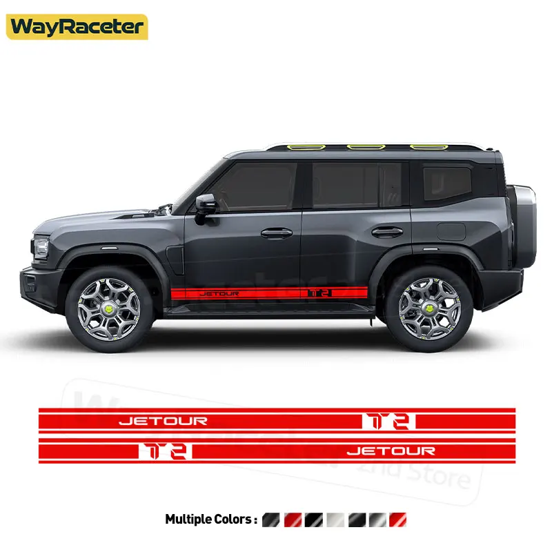 

2 Pcs/Set Door Side Stripes Sticker Carbon Fiber Vinyl Decal For Chery Jetour T2 2025 2024 Off Road 4X4 Traveller Accessories