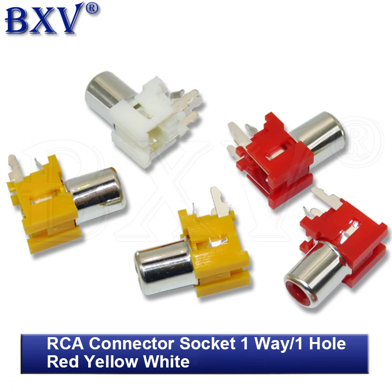 10PCS RCA Connector 1 Way/1 Hole Audio Female Jack AV Audio Input Socket Red Yellow White Lotus Amplifier Interface Signal Ibuw