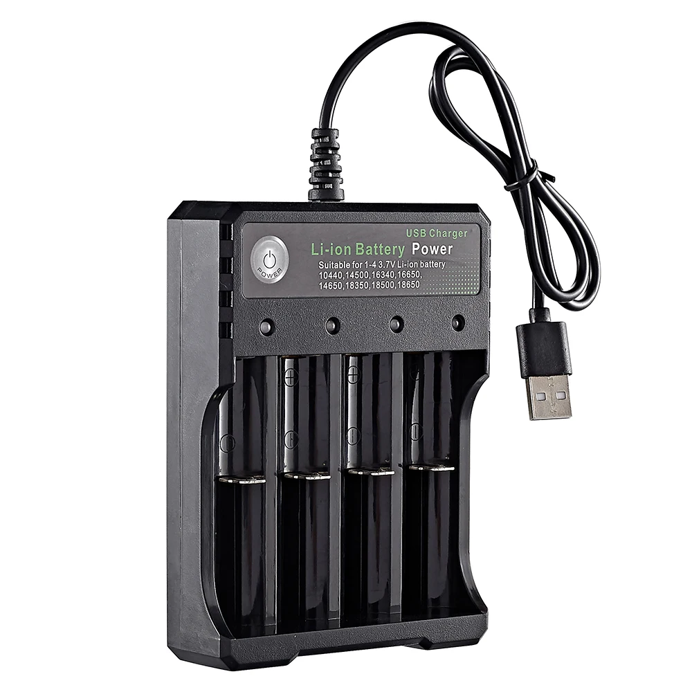 4 Slots 18650 Charger Independent Charging 3.7V Li-ion Battery Smart Charger for 10440 14500 16340 16650 14650 18350 18500 18650