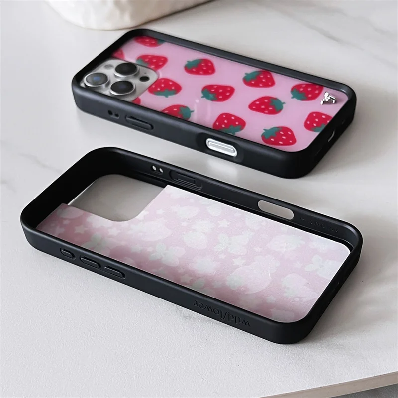 Wildflower Cute Cartoon Fruit Strawberry Phone Case For iPhone 12 13 14 15 16 17 Pro Max Plus WF Lovely Cherry Protect Cover
