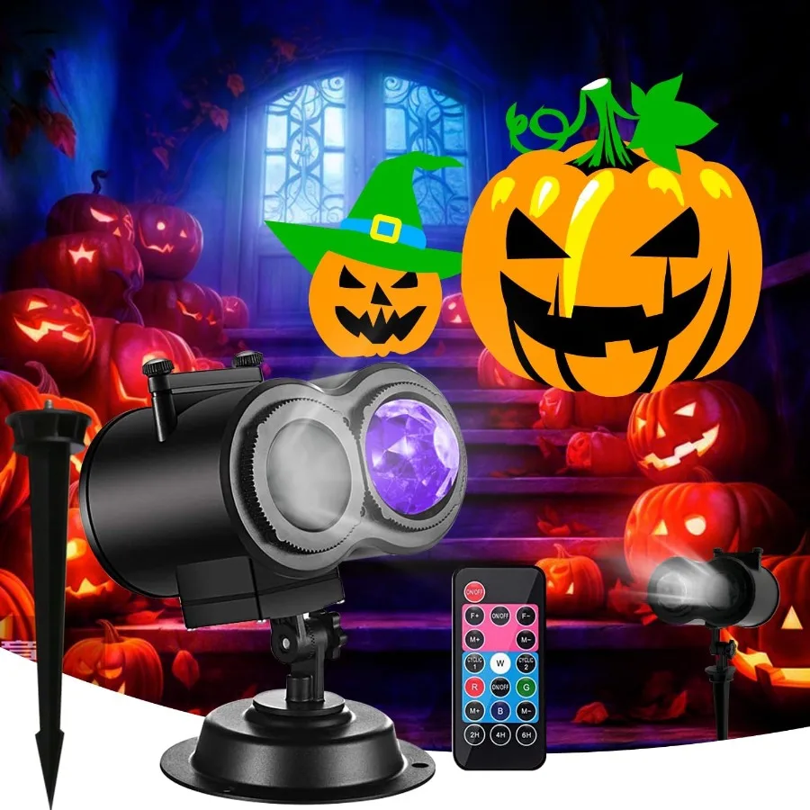 أضواء جهاز عرض الهالوين وعيد الميلاد في الهواء الطلق عطلة العارض مع 22 شريحة لزينة الهالوين في الهواء الطلق عيد الميلاد D #1