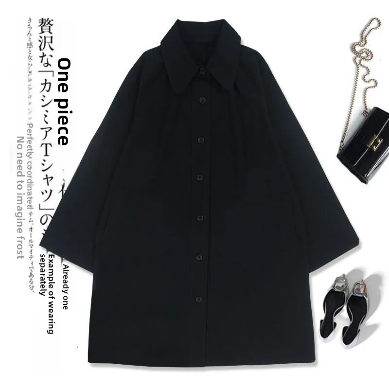 Spring Autumn Women's Mid-Length Thin Coat Single Button Cotton 00% New 2025 Japanese Sle Small Size Friendly Outerwear