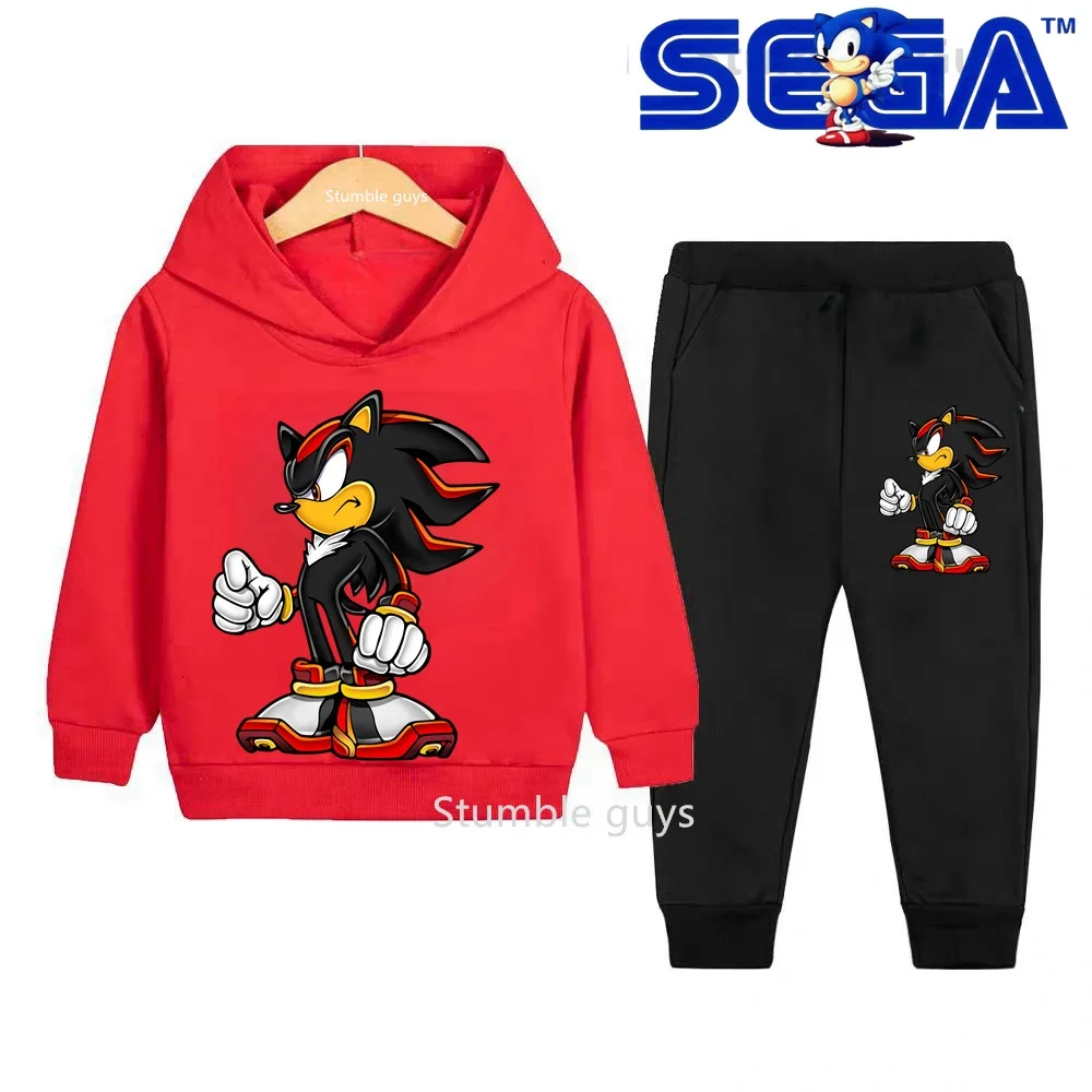 أطفال سونيك هوديي مجموعة خريف 2026 جديد الأولاد ملابس الفتيات الدافئة عارضة البلوز رياضية ملابس غير رسمية ​