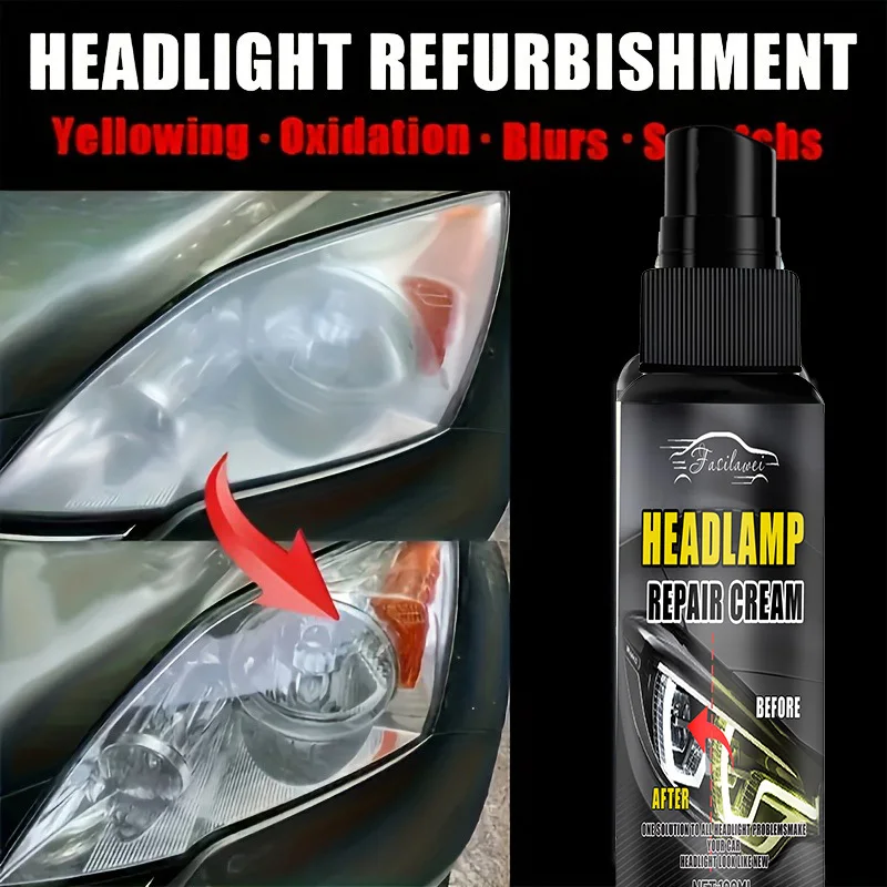 رذاذ إصلاح المصابيح الأمامية الخزفية 100 مل، أداة إصلاح المصابيح الأمامية المتقدمة للسيارات - إزالة الاصفرار والأكسدة، واستعادة الوضوح #4