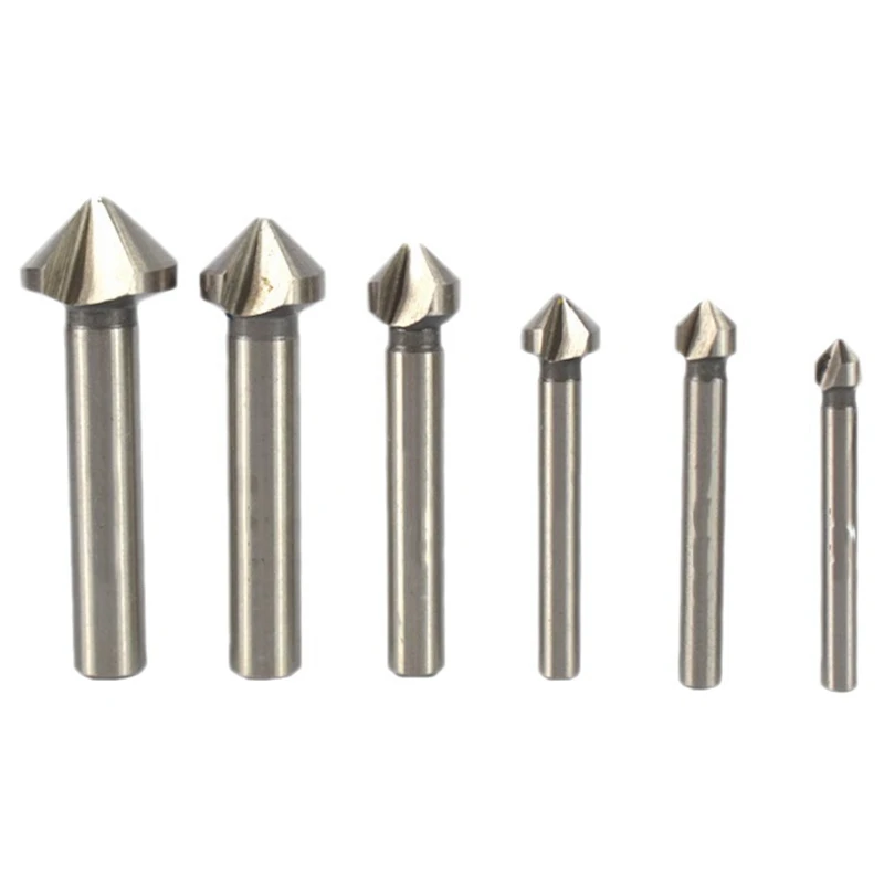 

Promotion! 6 Pcs HSS Countersink Drill Bit Set 90 Degree 3 Flute Titanium Chamfer Cutter Mill Drill Bits