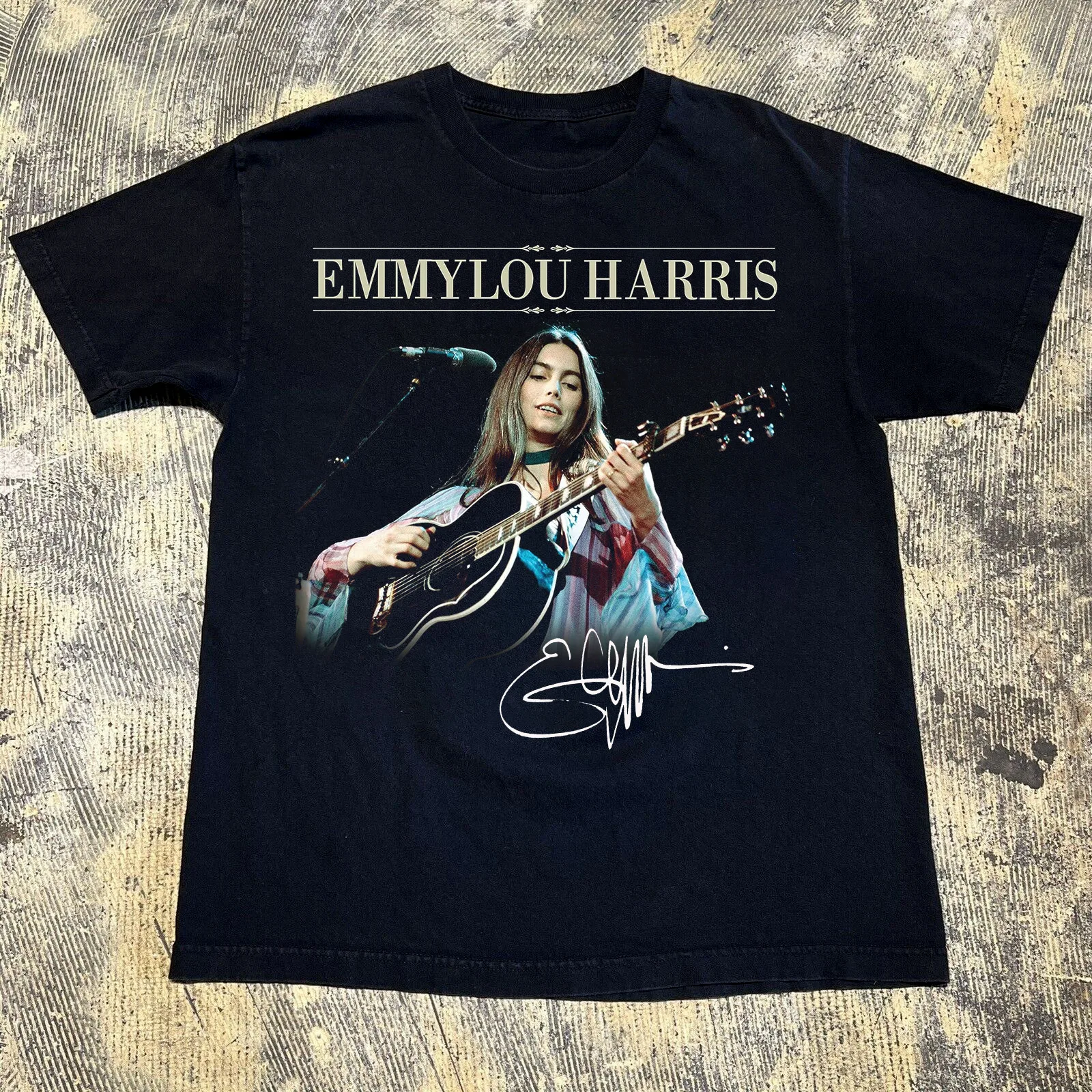 Emmylou Harris Music Tour Signature Black Tee Unisex T-Shirt All Size UU283