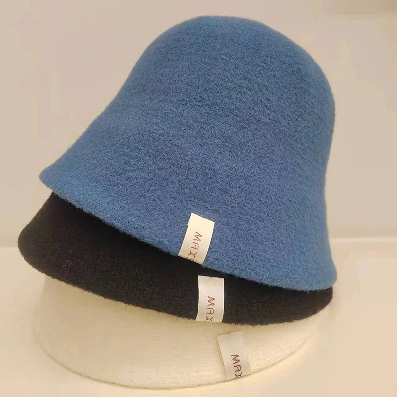 MAXSITI U Cashmere blend warm bucket hat for women winter Elegant and fashionable fisherman hat panama caps black basin caps