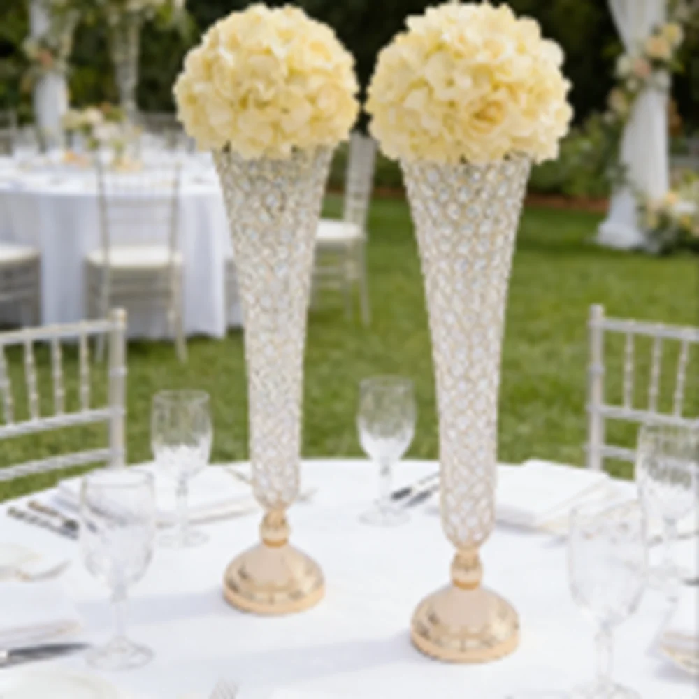 

Роскошная высокая золотая подставка для центра, подставка для цветов, дорожный свинцовый реквизит, подсвечник для цветов, цветочные композиции, хрустальный подсвечник