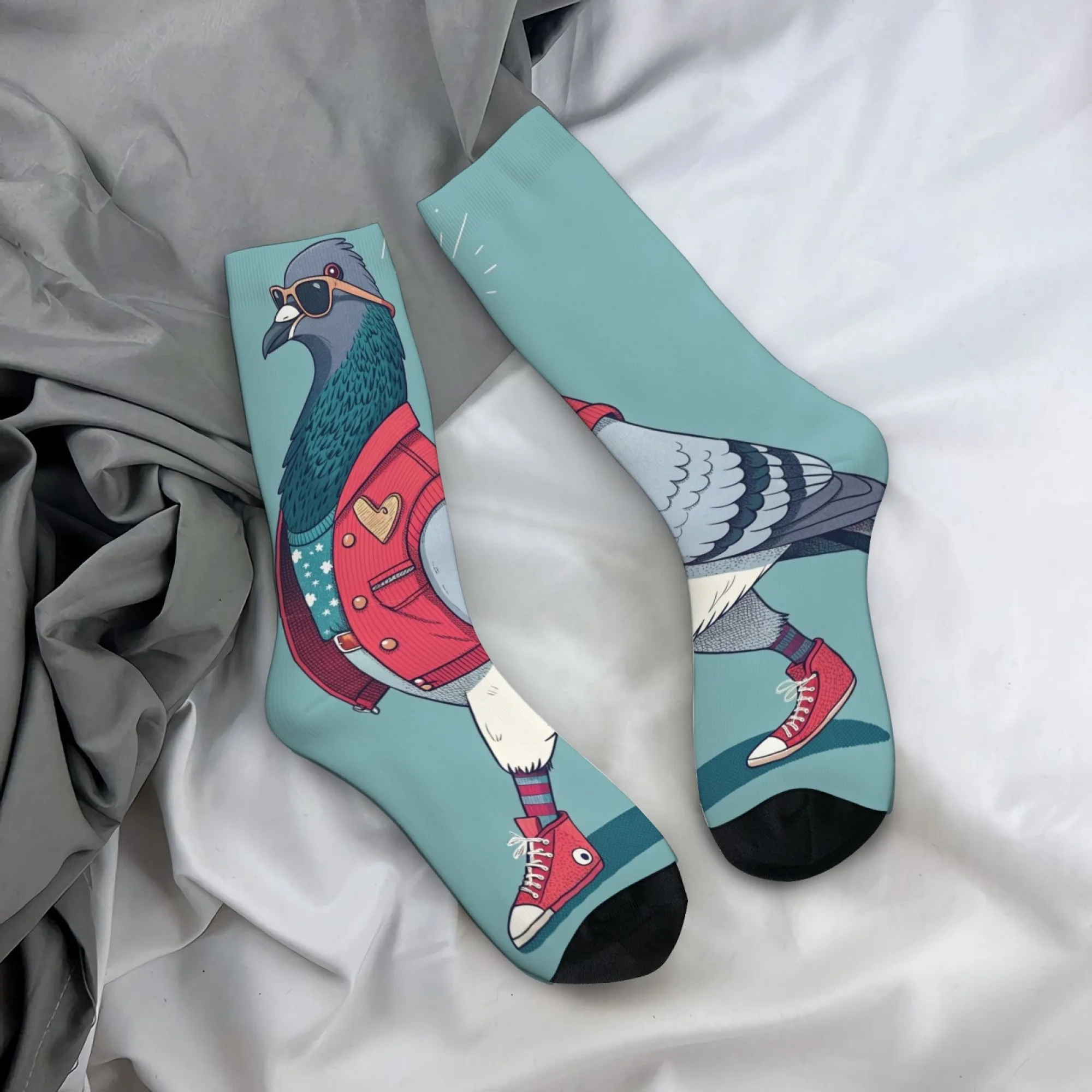Fun and Cool Pigeon Print Men's Socks Comfortable Skin-friendly Soft Socks Quirky Rock Hip-hop Street Style Outdoor Socks