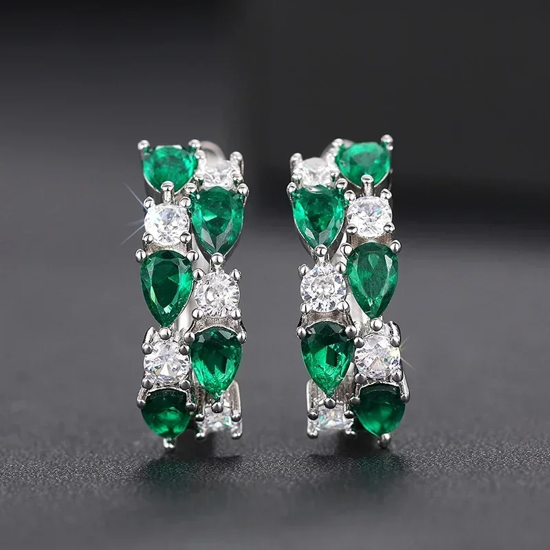 Huitan Brillante Creolen mit Zirkonia für Damen, luxuriös, opulenter Party-Schmuck, exquisite Mode, Hochzeit, Party-Accessoires