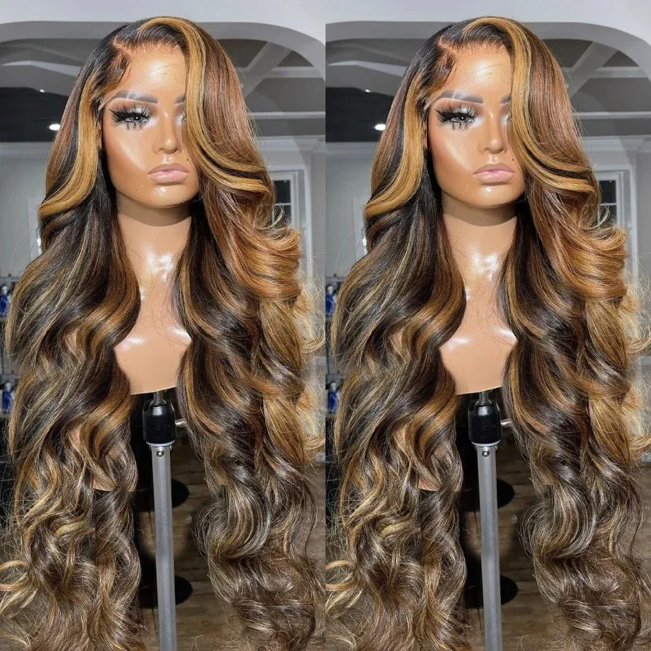 Highlight 13x4 Lace Front Human Hair Body Wave 30 Inch Curly 13x6 Lace Frontal Wig Brazilian 200 Density For Black Women