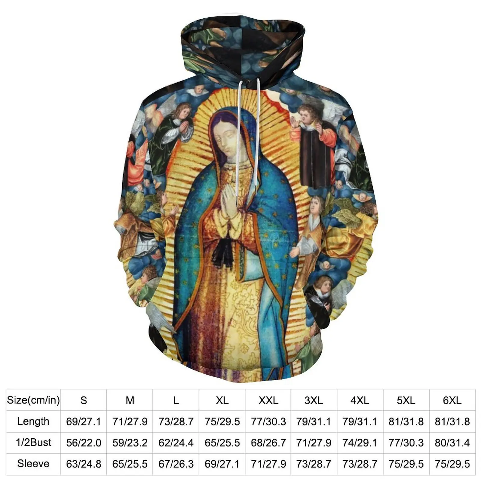 Guadalupe Virgin Mary Casual Hoodies Cute Angels Cool Custom Loose Hoodie Winter Long-Sleeve Fashion Oversized Sweatshirts