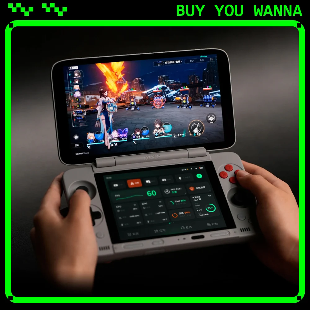 AYANEO Pocket DS Game Console 7" 1080P 165Hz OLED Screen 8000mAh Portable Android Handheld Console Dual Screen Flip Game Machine