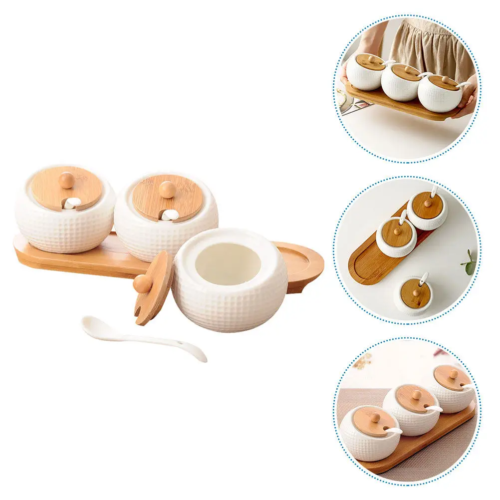 

1Set Condiment Canisters Home Kitchenware Practical Design Suitable Various Seasonings White Seasoning Jar