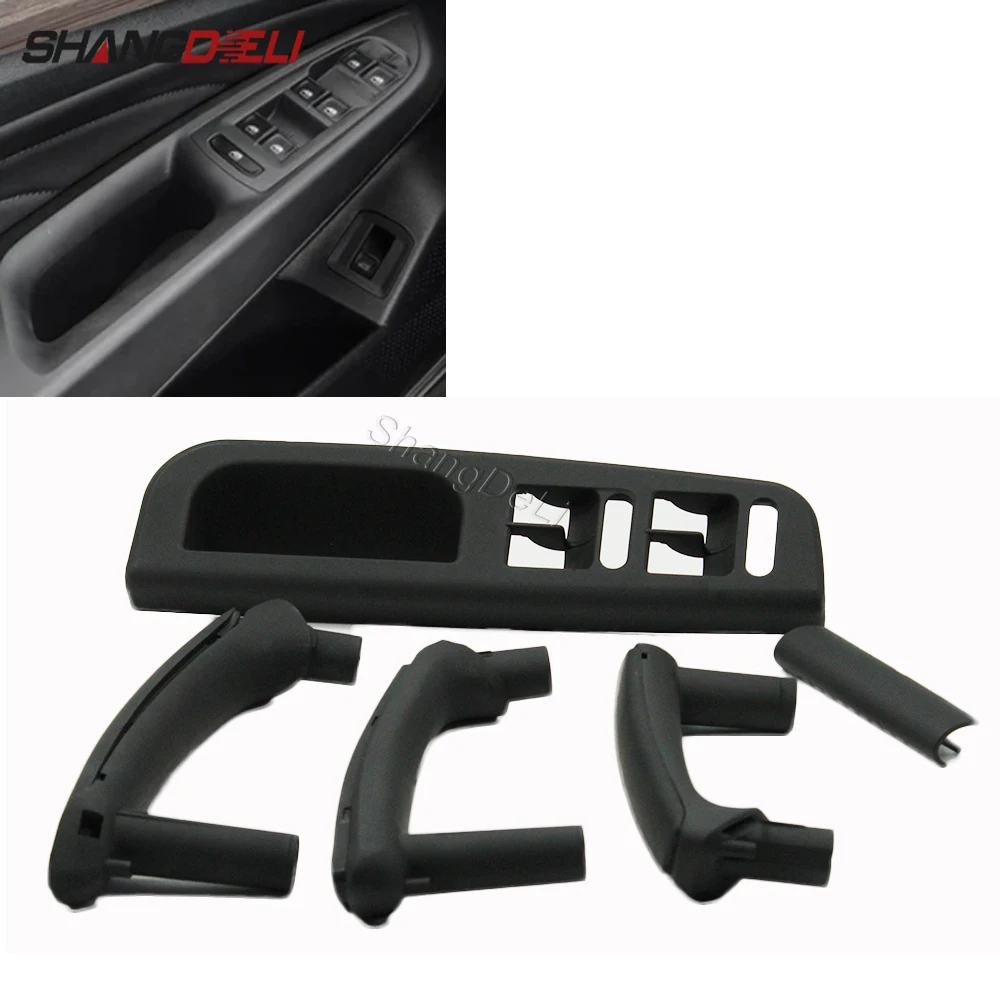 5PCS Balck Car Front Rear Left Right interior armrest Door Pull Grab Handle for VW Passat B5 1998 1999 2001 2002 2003 2004 2005