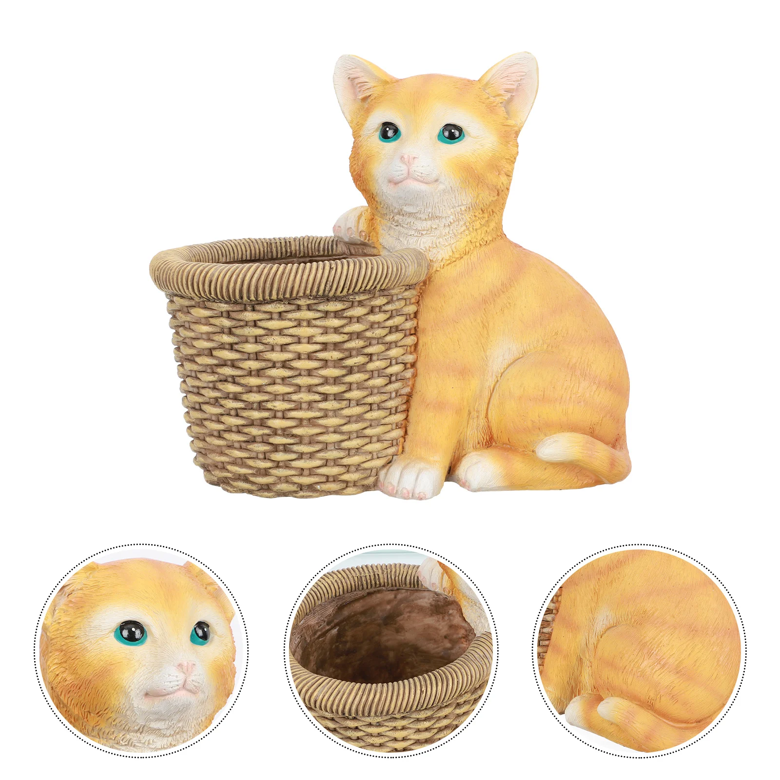 

1Pcs Exquisite Resin Cat Shaped Planter Creative Desktop Adornment for Fleshy Green Plants Home Decoration Waterproof Easy to