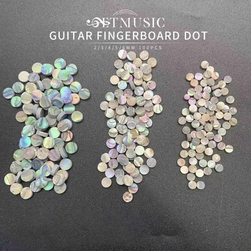 100pcs 2/3/4/5/6*2mm Abalone Shell Guitar Fretboard Dots Colourful Abalone White Plast Rosewood Inlay Dot Guitar Accessories