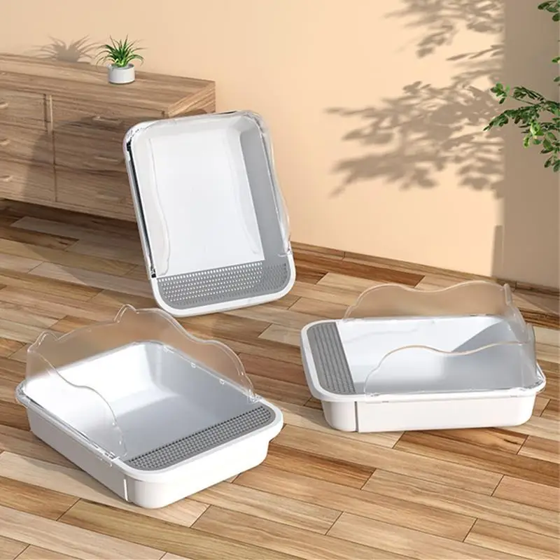 Semi-enclosed Cat Toilet Pet Litter Box Cat Supplies Cat Poop Basin Anti-splash Large Cat Litter Box