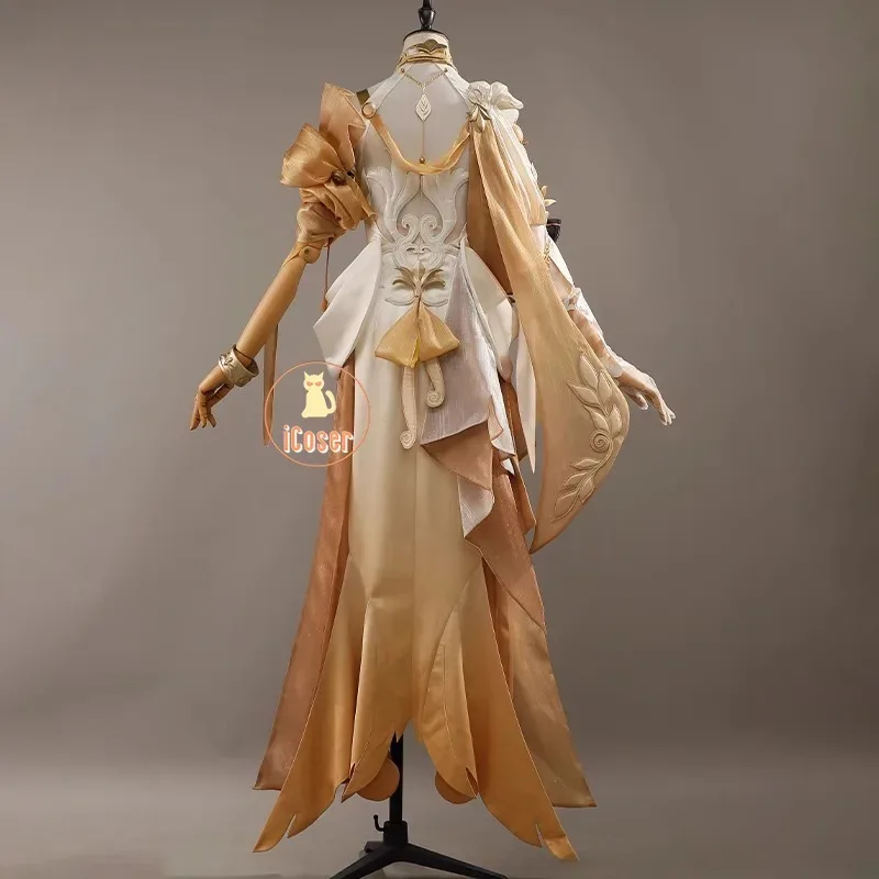 

Honkai Star Rail Aglaea Cosplay Costume Wig Dress Headwear Rings Amphoreus The Goldweaver Halloween Party Women Props Carnivala;