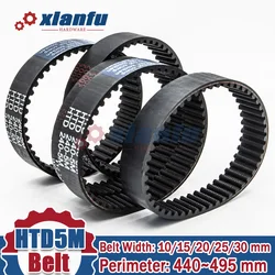 HTD5M Timing Belt Perimeter=440 445 450 455 460 465 470 475 480 485 490 495mm Rubber Width 10/15/20/25/30mm Pitch 5mm HTD 5M