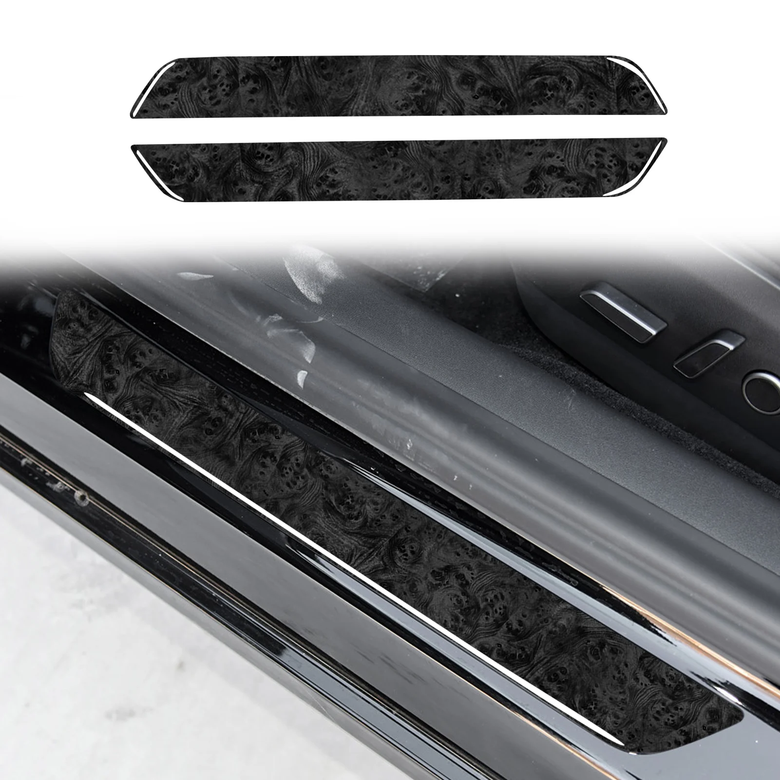 테슬라 모델 3 2018-2020 우드 그레인 자동차 액세서리, 앞 문짝 문턱 스트립 커버 트림, 인테리어 장식 스티커