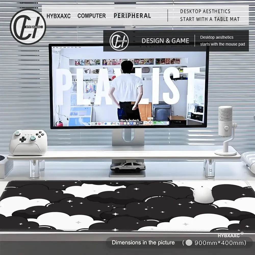 Японский цветной настольный коврик с розовыми облаками, игровой коврик для мыши, черный ковер, большой коврик для ноутбука Kawaii, компьютерные офисы, коврик для мыши, игровой коврик, коврики для мыши