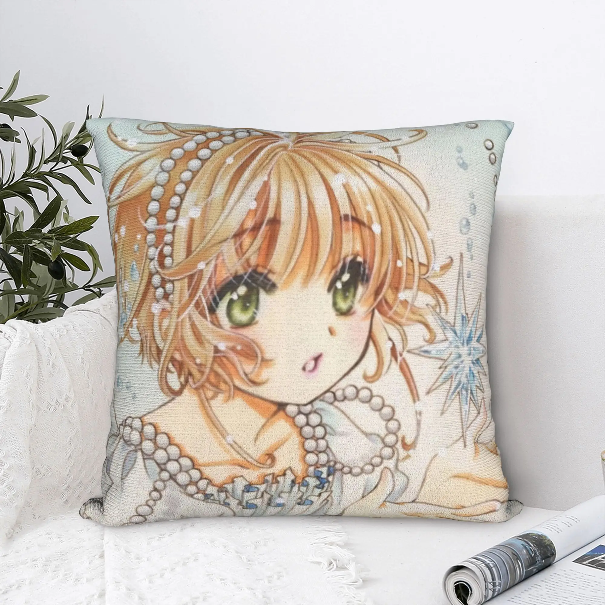 Cardcaptor Sakura Square Pillow Case Kawaii Anime Girl Cushion Cover Custom Zippered Decor Pillowcase for Car 40*40cm