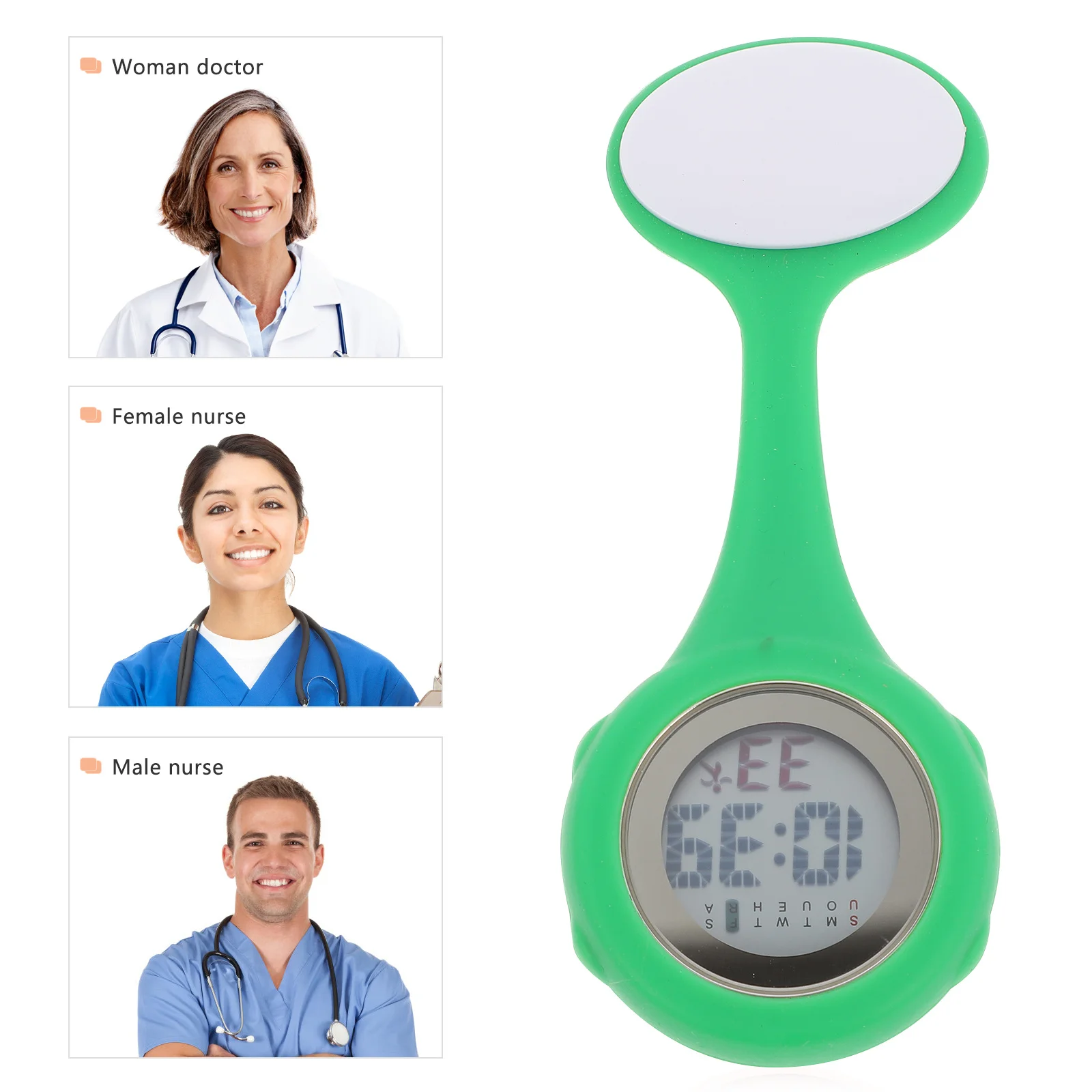 Durable Silicone Nurse Watch Pin Design Hanging Pocket Watch Multi-Function Scratch Resistant Medical Nursing Wristwatch