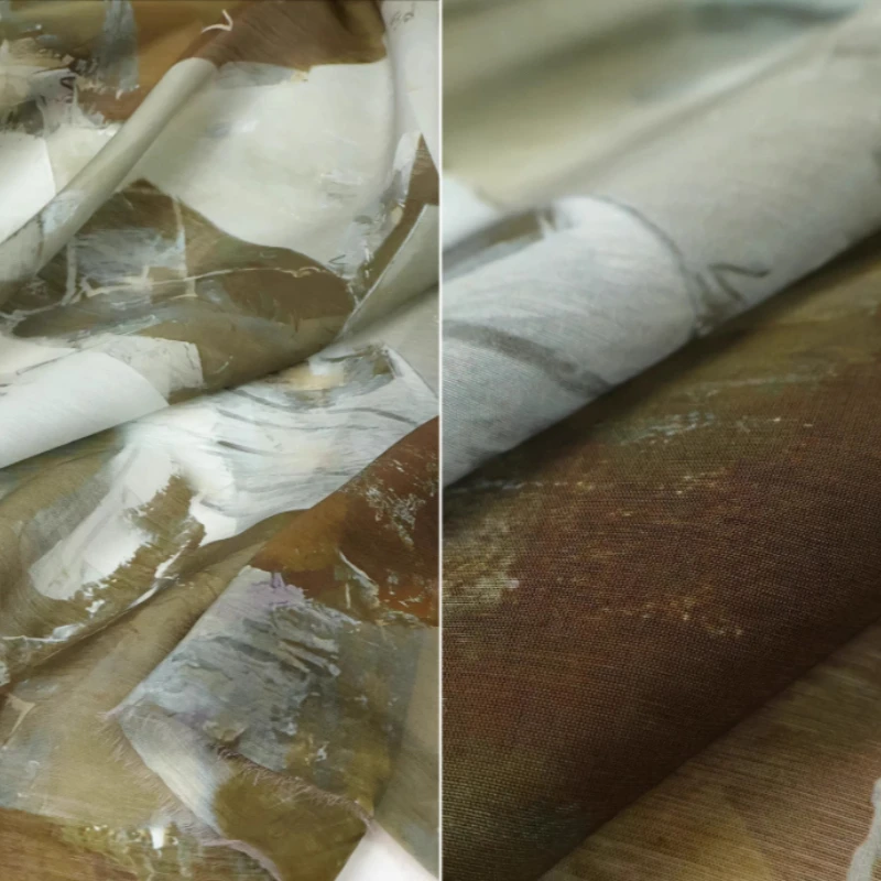 

Ткань из лиоцелла и льна в стиле барокко, дышащая, 50 см x 150 см, изумрудно-зеленая, абстрактный узор, для пошива ханьфу, дизайнерских платьев, одежды, рукоделия