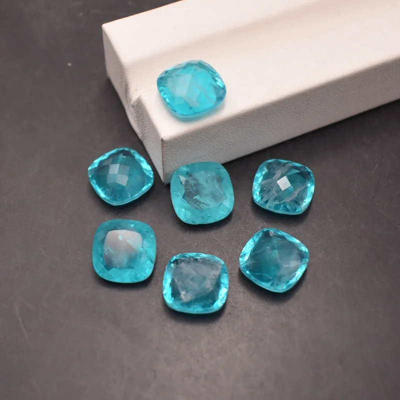 Tourmaline Paraiba synthétique bleu néon brésilien, pierre précieuse en vrac, taille coussin, extrêmement agréable et attrayante pour la fabrication de bijoux