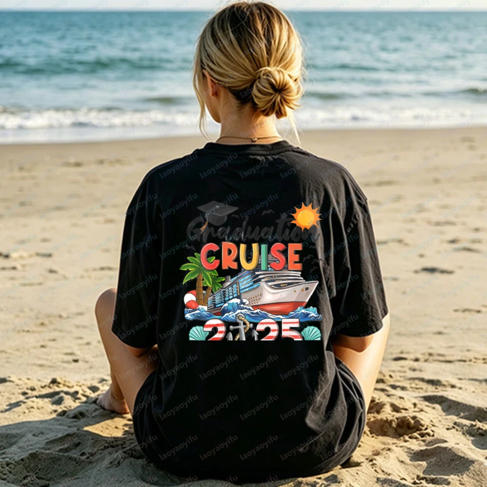 Graduation Cruise 2025 Cotton T-shirt Summer Vacation Casual Retro Style Tees Women Men Fashion Streetwear Funny Graduation Gift