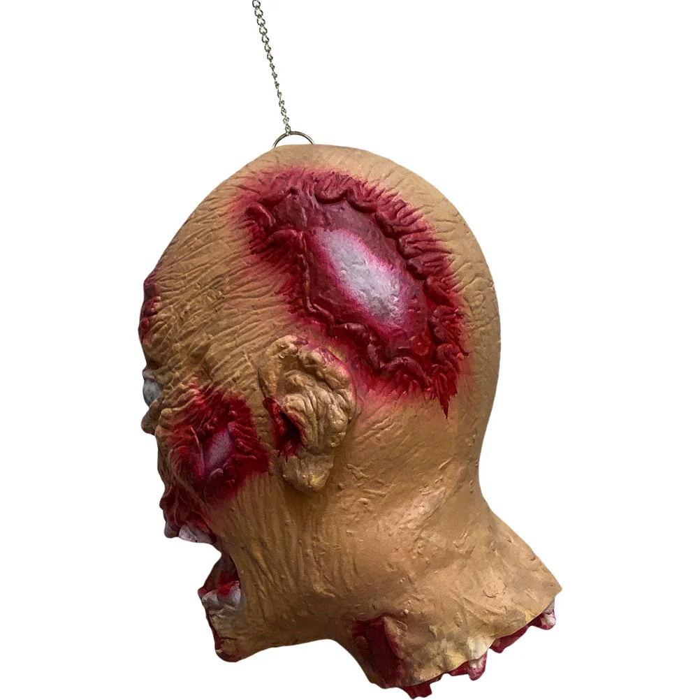 Head Pendant Haunted House Props Halloween Decor Artificial Scary Ornament Prank Metal Fake Bloody Body Parts Human