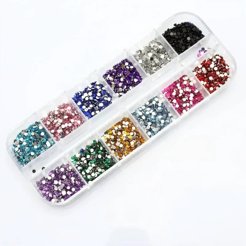 

3D Acrylic New 12 Colors Crystal Nail Rhinestones Decorations Round Glitters Colorful Gems