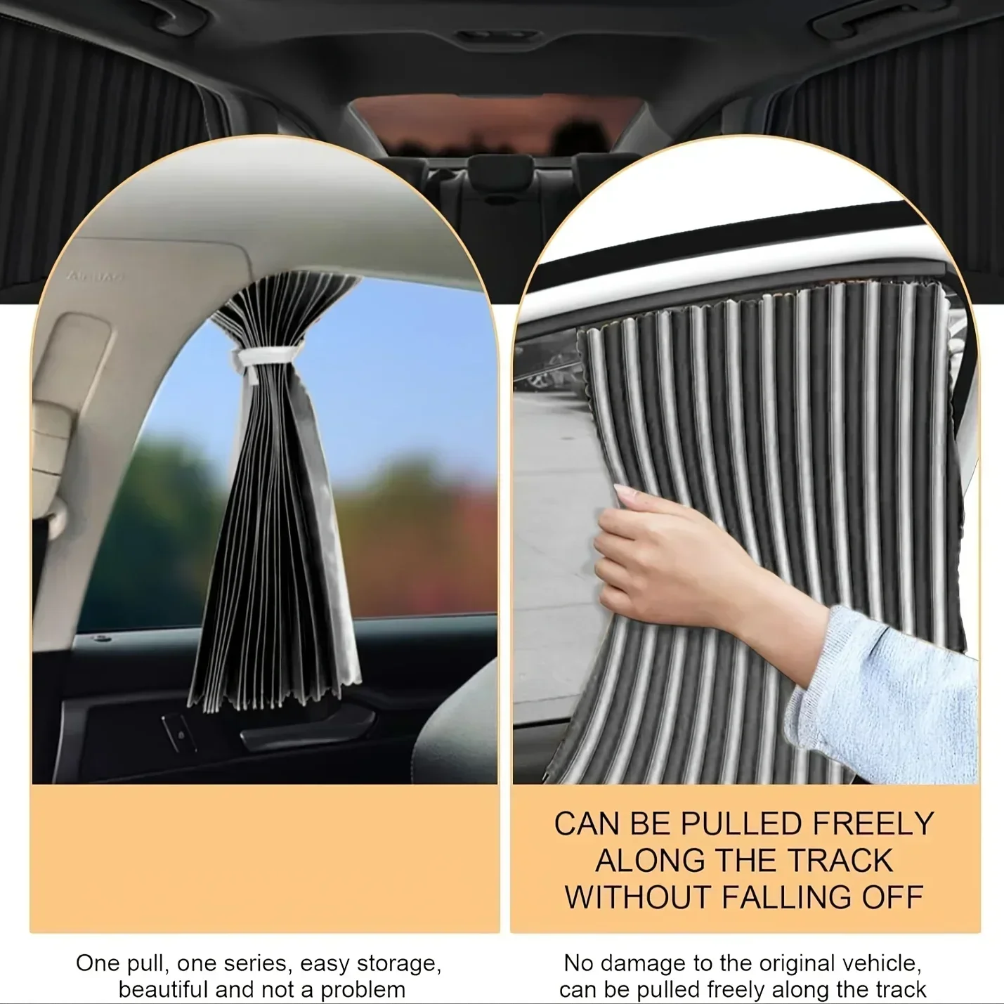 Car Window Curtain with Magnetic Track Retractable Sunshade Sun Protection Car Window Sunshade Privacy Side Window Curtain