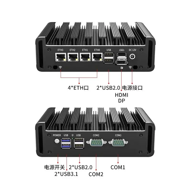 12th Gen Firewall Router Cele-ron J6413 J6412 4x Intei I226-v 2500mbps 2COM Fanless Mini Pc Opnsense Internet Network Server