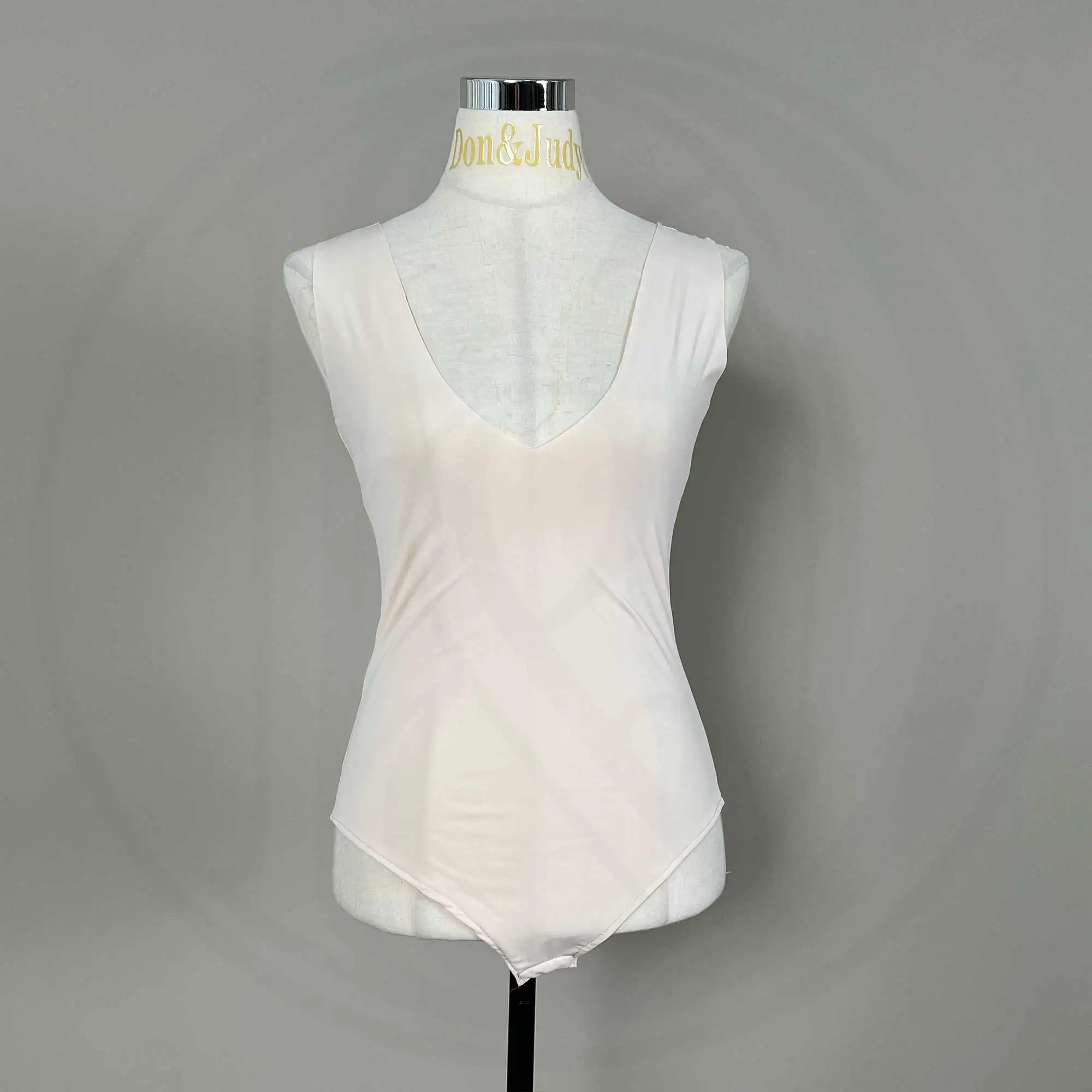 Don&Judy Deep V-Neck Sleeveless Solid Nylon Spandex Bodysuit Basic Maternity or Non-maternity Underlayer for Layering Casual