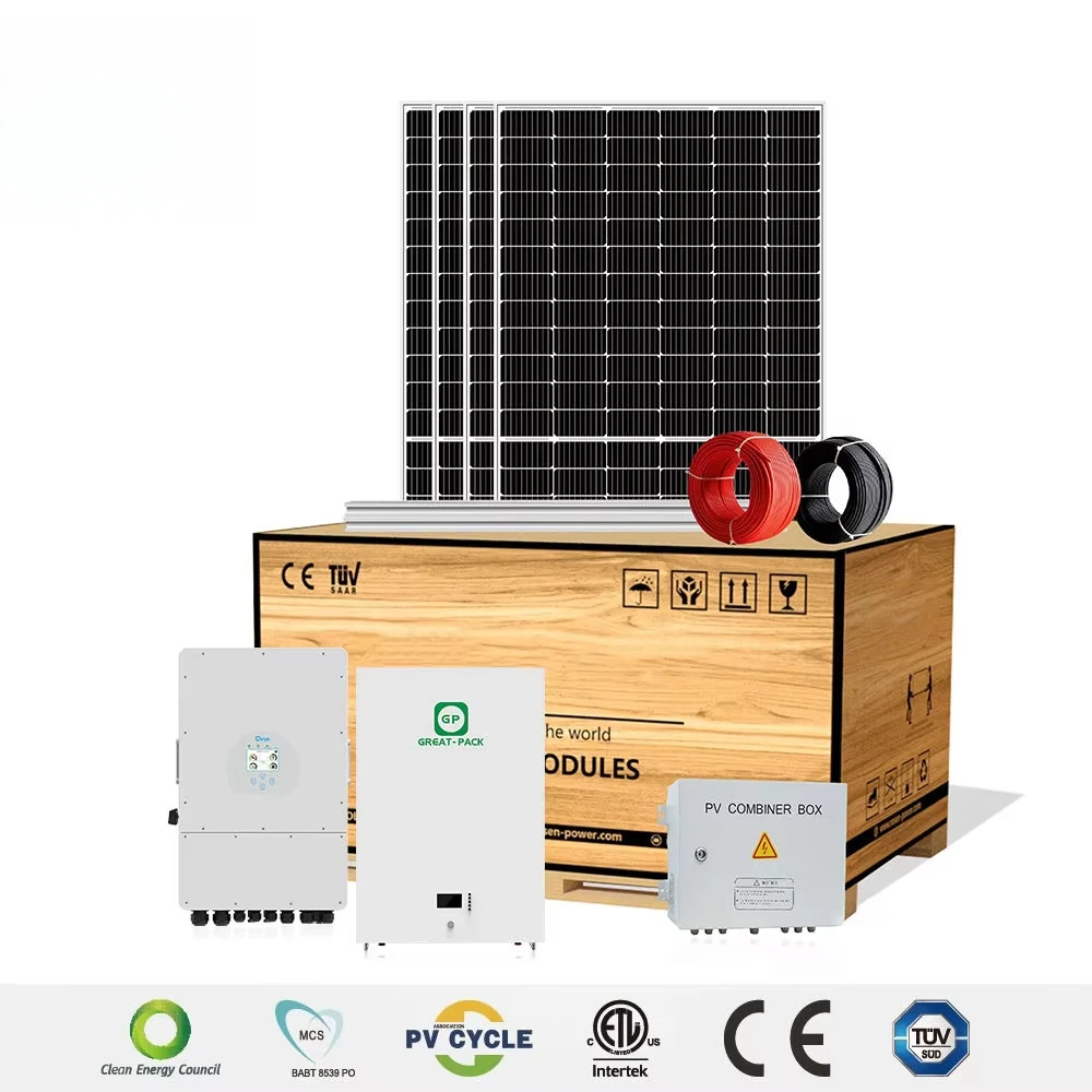ชุดระบบพลังงานแสงอาทิตย์บ้านพลังงานแสงอาทิตย์ 10kw แบตเตอรี่ Hybrid Home Inverter แผงระบบ