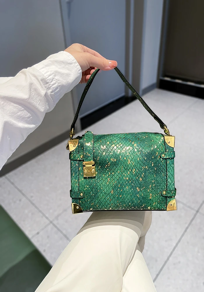 

Luxury Designer Brand New High Quality Fashion Trend Cowhide Box Handbag for Women Serpentine Rivet Small Square 가방 Hot Sale