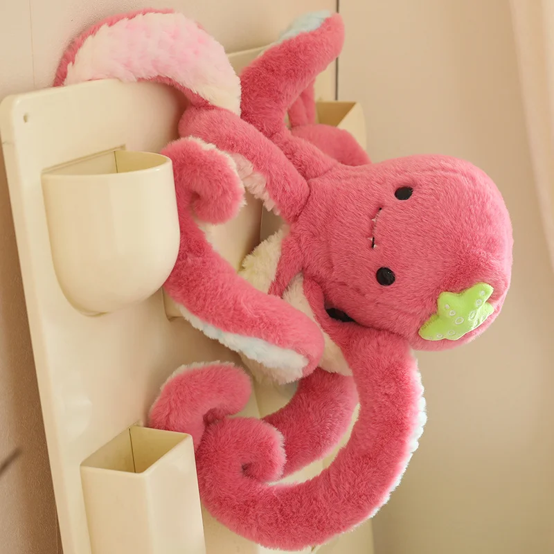 55/75cm Kawaii Long-legged Octopus Plush Toy Creative Large Octopus Tentacles With Suction Cups Decorate The Home Mirror TV Wall