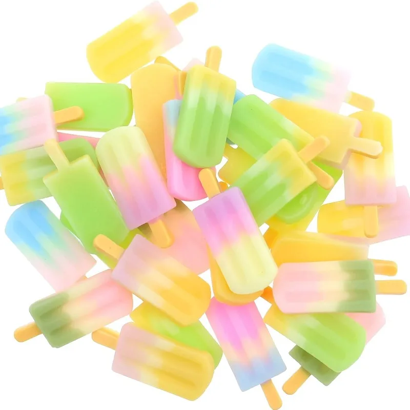 20 PCS 3D Ice-Lolly Flatback Resin Charm No Hole Beads  DIY Scrapbooking Embellishment Phone Case Decor Hair Clip Jewelry Making