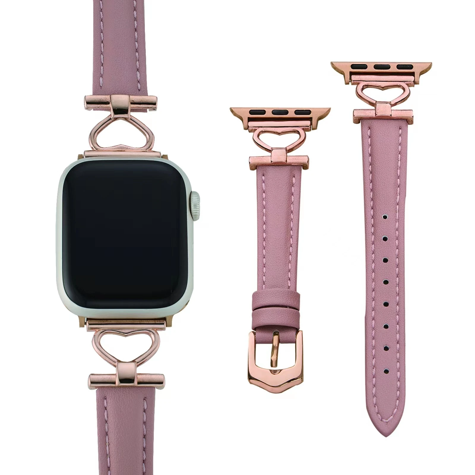 

Slim Leather link For Apple Watch band women Series Ultra 11/10/9/8/7/6/5/4/3/2/1 38mm 40mm 41mm 42mm 44mm 45mm 46mm 49mm Strap