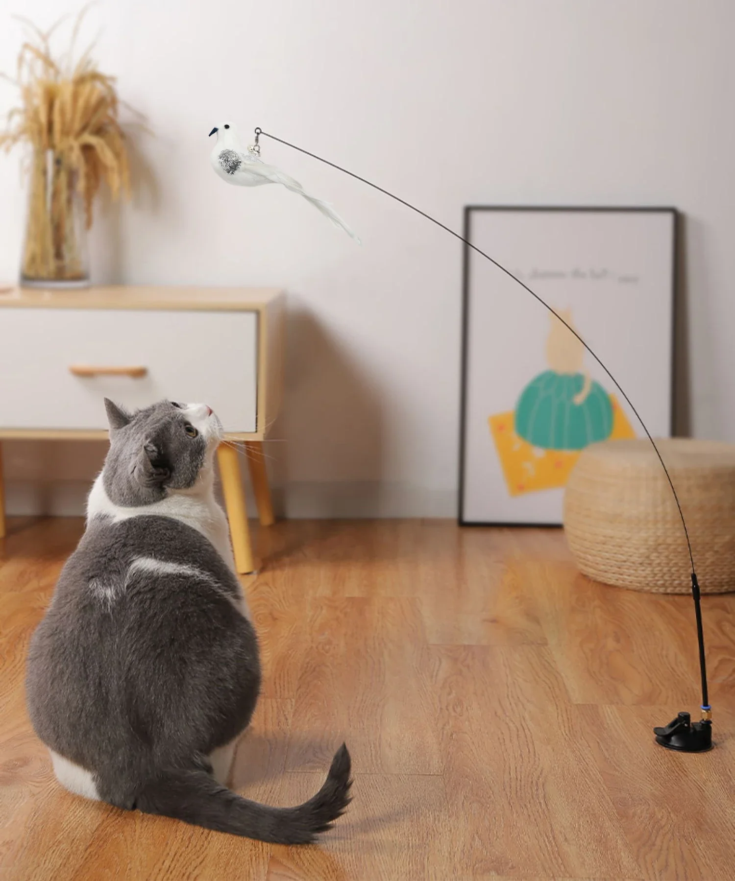 Lustige Simulation Vogel Katze Spielzeug Feder mit Glocke Katze Stick Interaktives Spielzeug für Kätzchen Spielen Teaser Zauberstab Spielzeug Haustier Katzen Liefert – Detail 11
