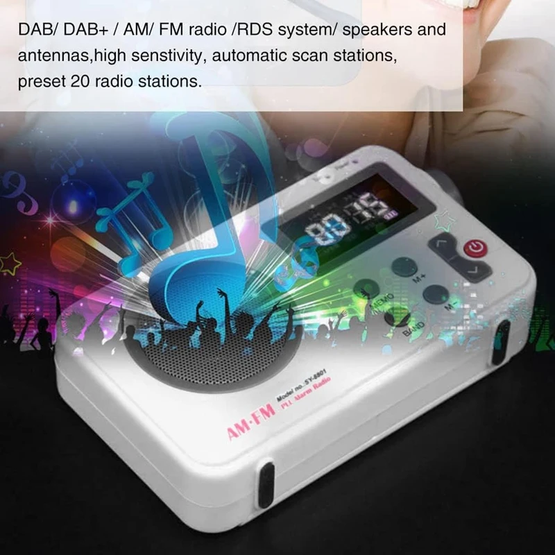 A73E-Portable AM/FM Radio, Digital Shower Radio, Mini Stereo Radio With Earphone Port & LCD Display, Headphone Jack Speaker