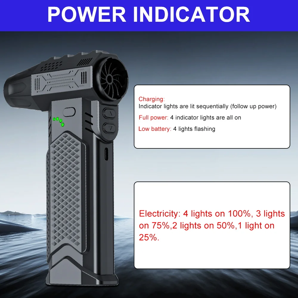 2025 أداة منفاخ التنظيف ضربة وشفط 2 في 1 مروحة عنيفة منفضة هواء كهربائية محمولة تهب الثلج 400000 دورة في الدقيقة مروحة نفاثة توربو