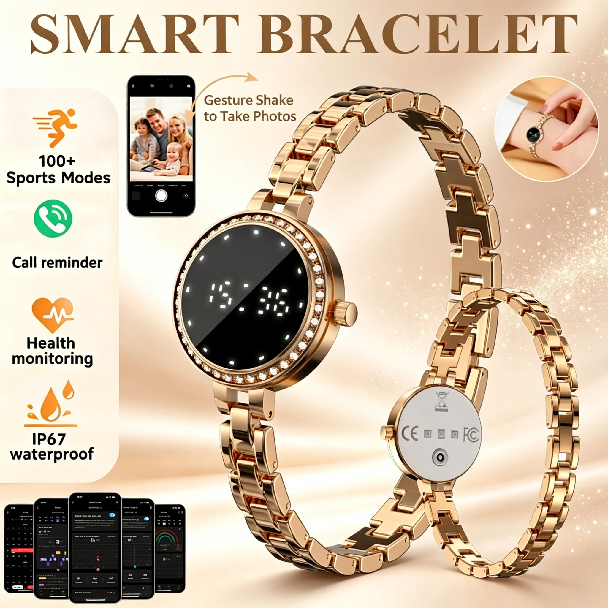 

2026 Fashionable&Healthy Ladies Smart Watch Screen Always Display Heart Rate Blood Oxygen Bluetooth Call Small Screen Smartwatch