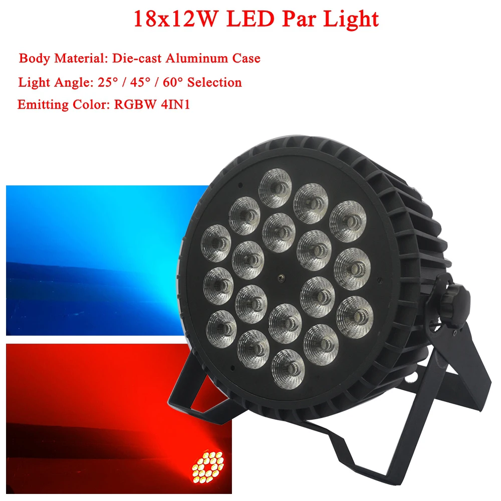 

Led Par Lights 18x12W DJ Par LED RGBW Wash Disco Light DMX 512 Controller STAGE Effect Lighting