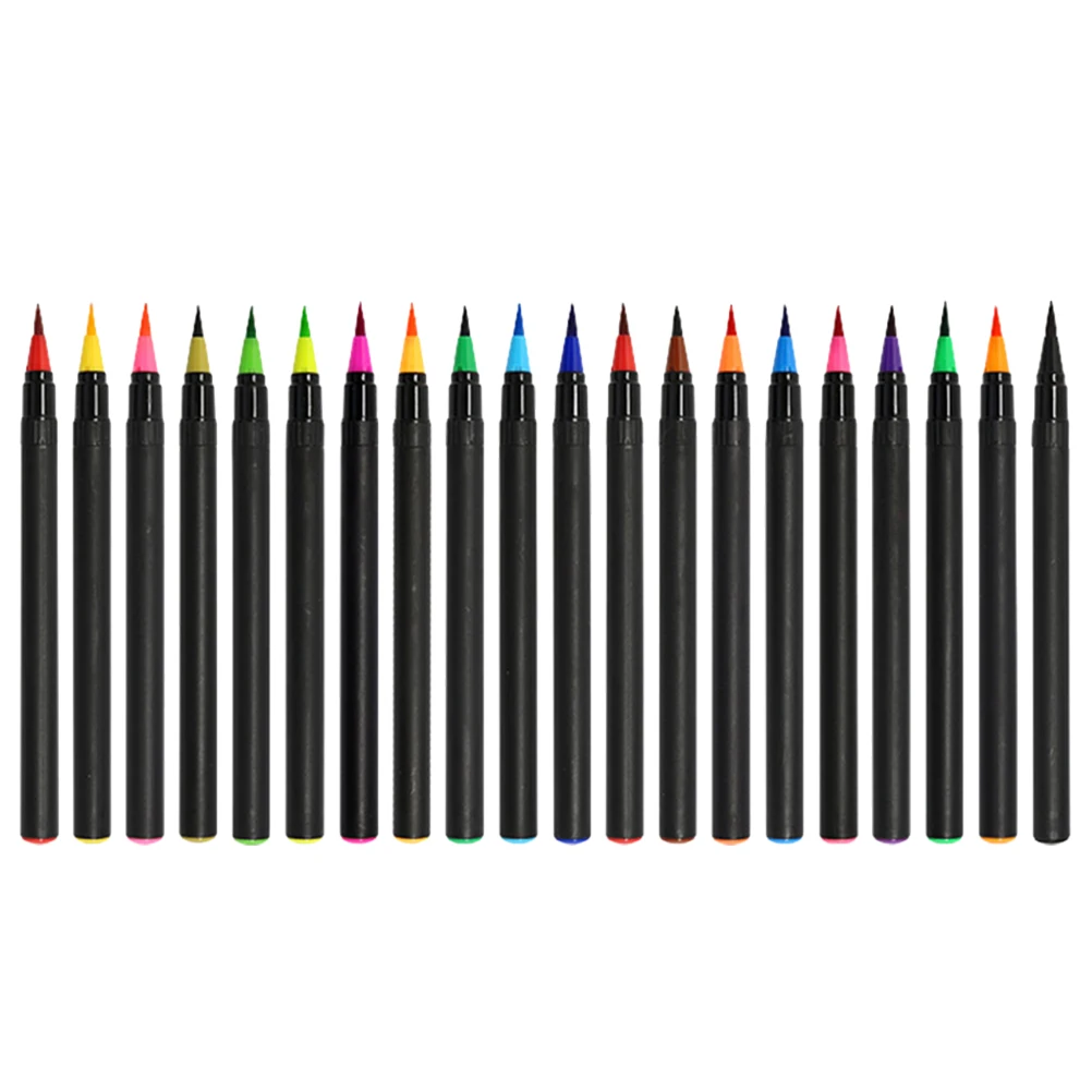 

20pcs 20 Assorted Colored Watercolor Pens Set with Nylon Brush Tips Longlasting Ink Portable Kit for Adults Painting