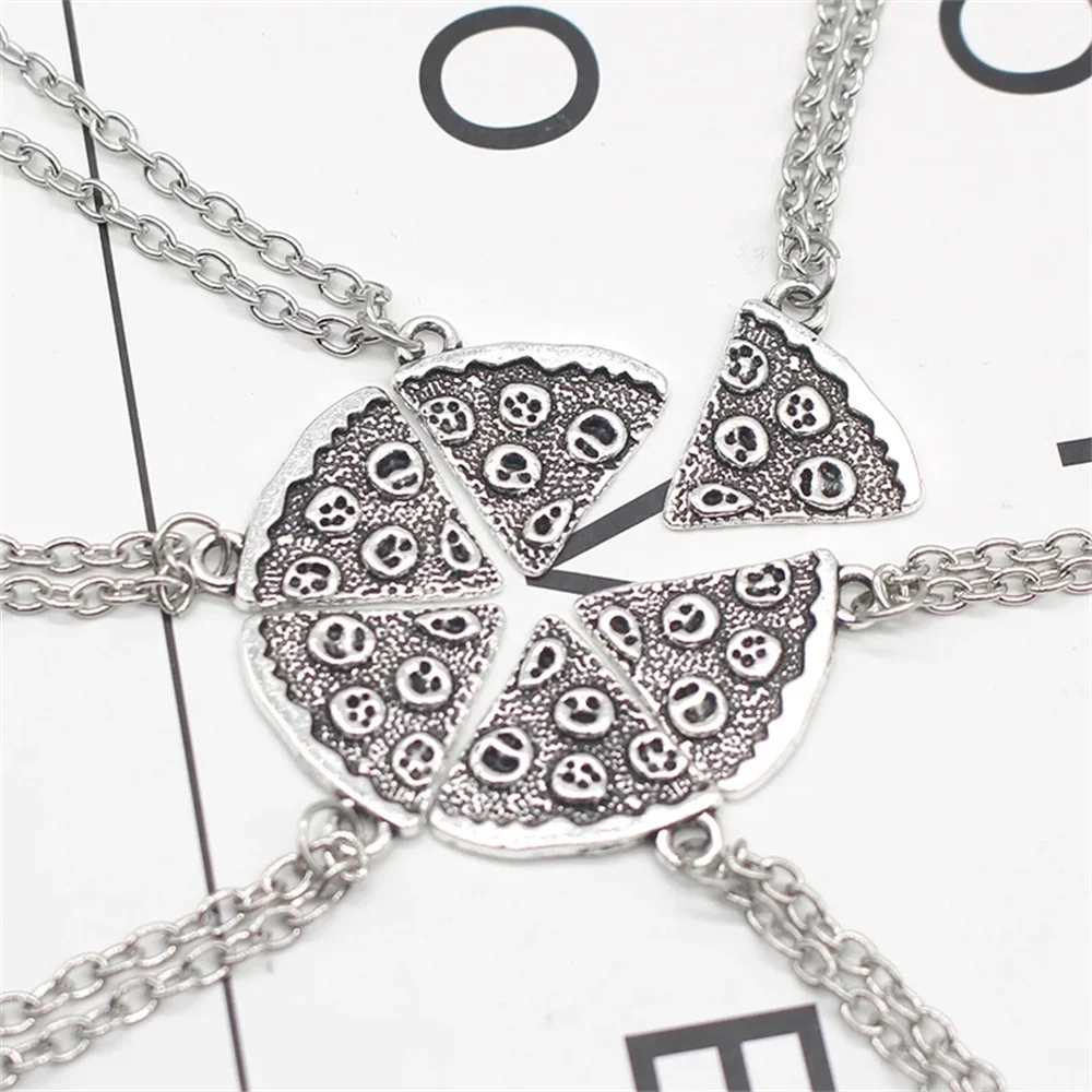 1/6pcs Cute Pizza Necklace for Women Men Fashion Triangle Food Pendant Best Friends Friendship BFF Jewelry For Friends Gifts