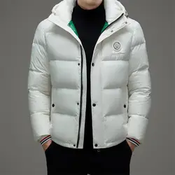 Men's Down Jacket Short Hooded with Thickened Insulation 90 White Duck Down Fashion Trend Casual Korean Jacket